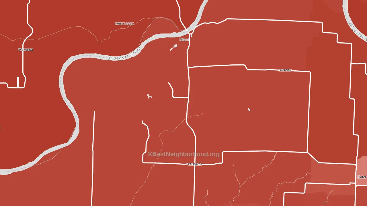 Miami, MO block-group political-lean map