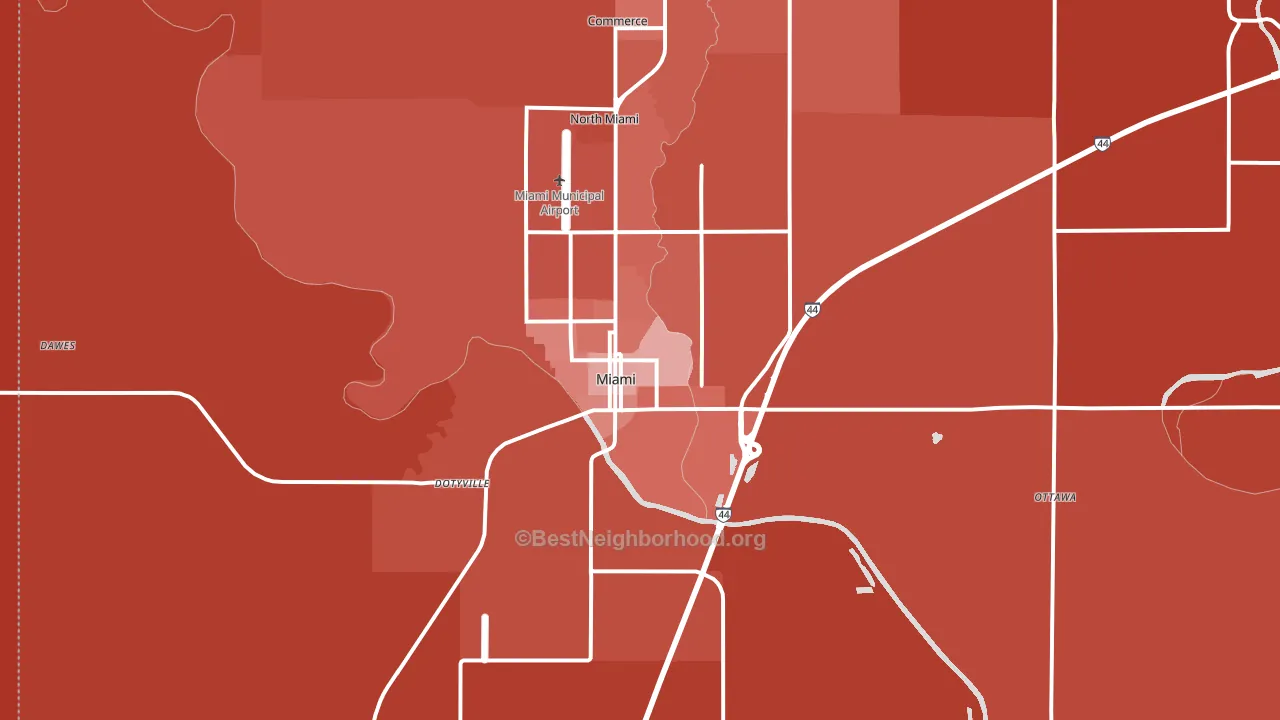 Miami, OK block-group political-lean map