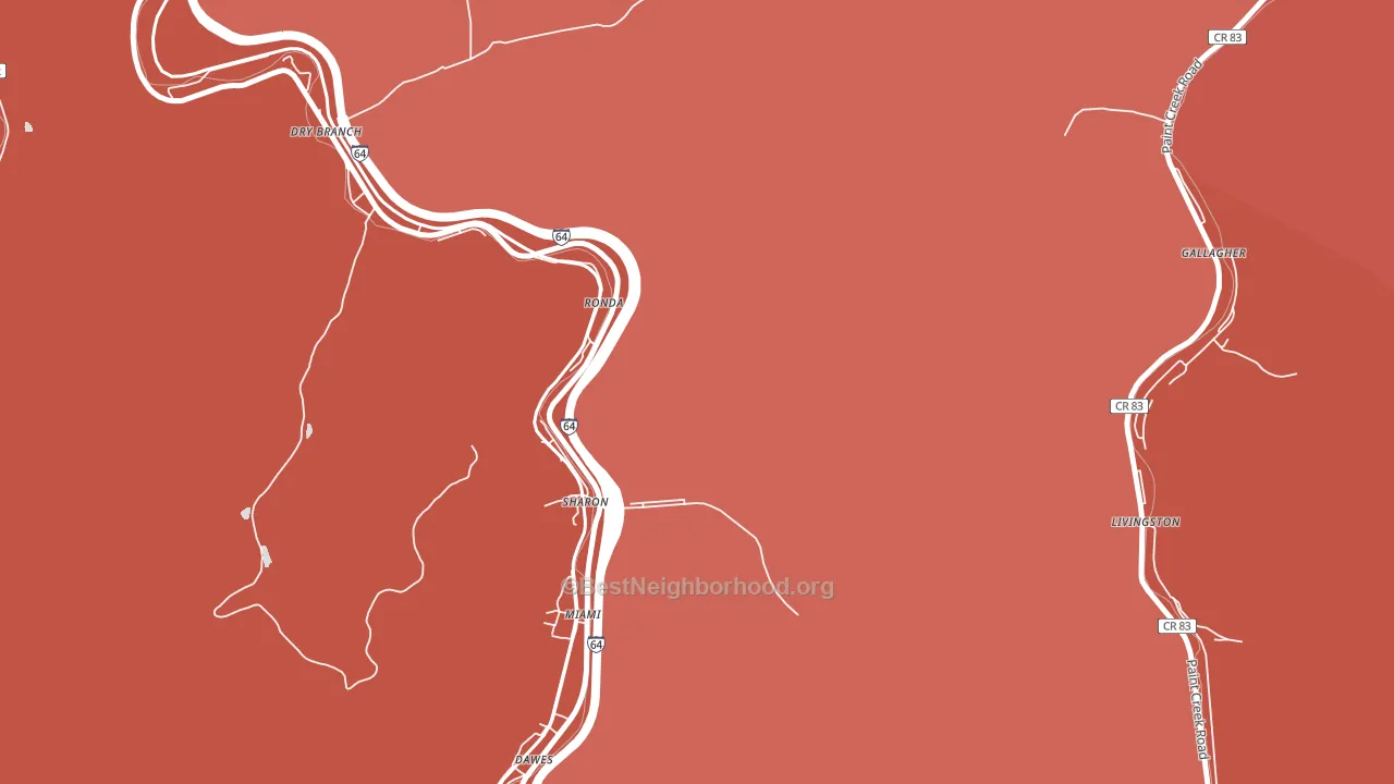 Miami, WV block-group political-lean map