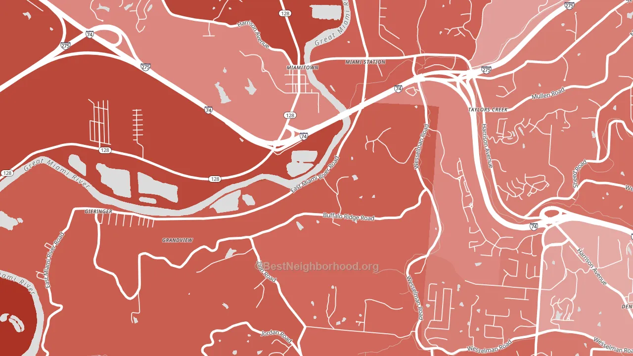 Miamitown, OH block-group political-lean map