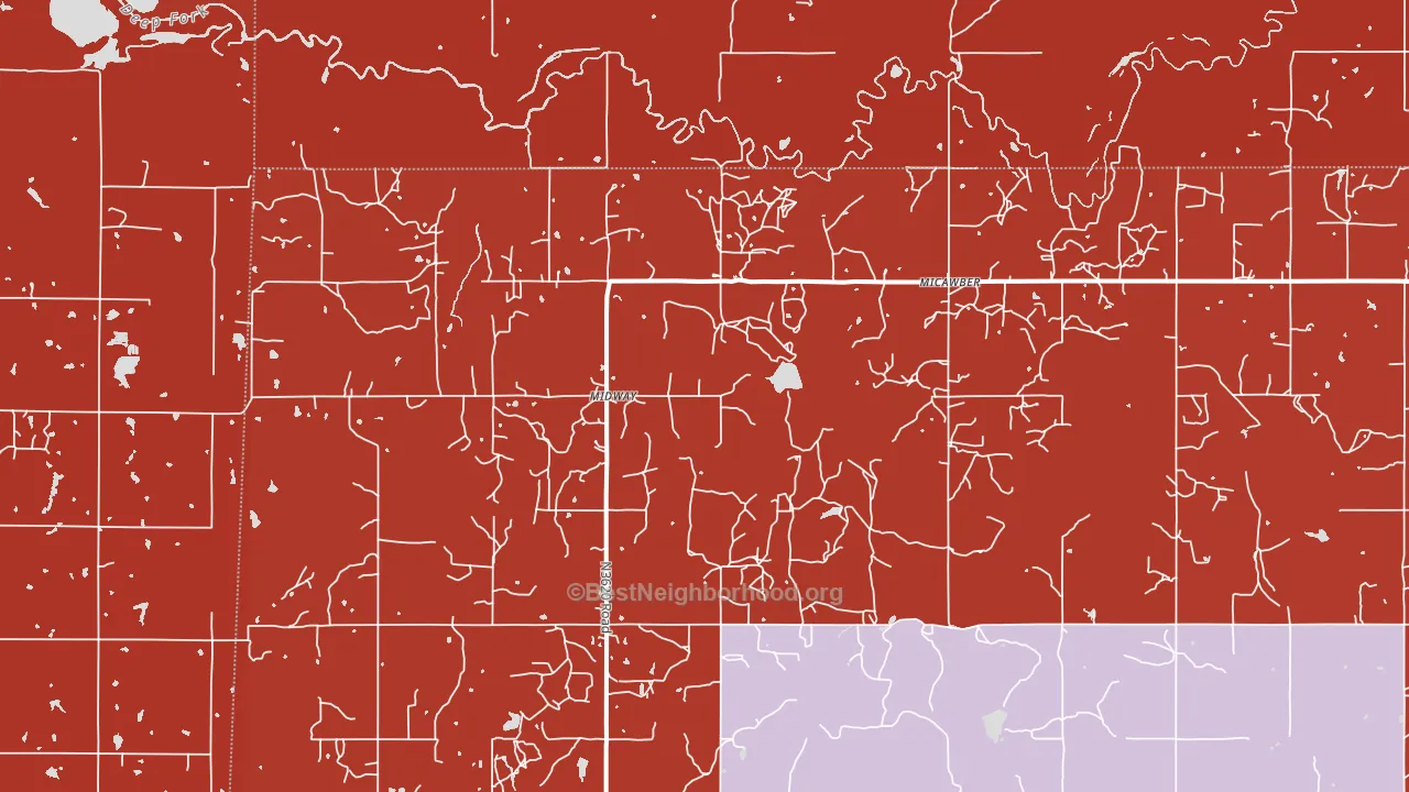 Micawber, OK block-group political-lean map