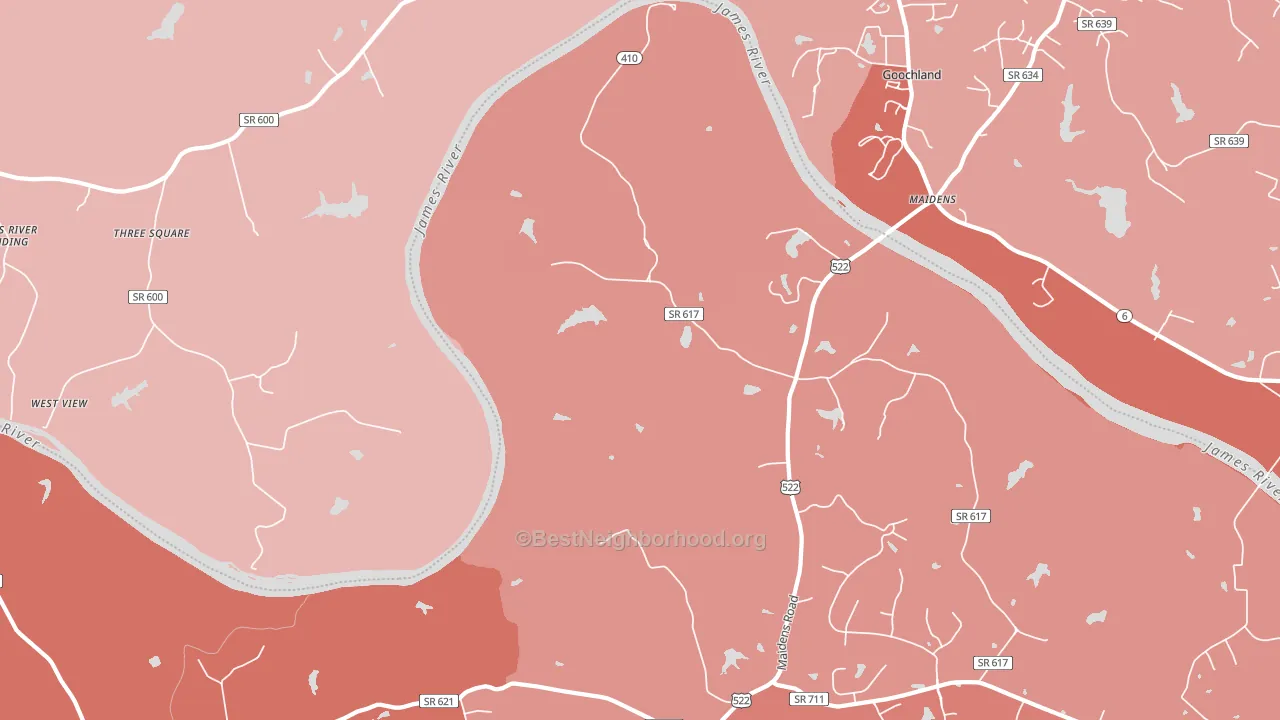 Michaux, VA block-group political-lean map