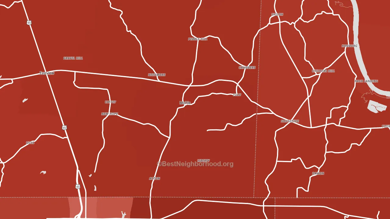 Michie, TN block-group political-lean map