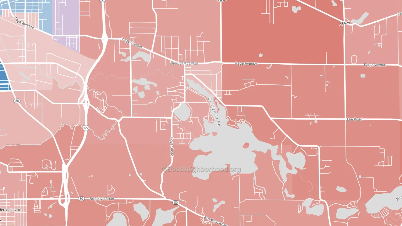 Michigan Center, MI block-group political-lean map