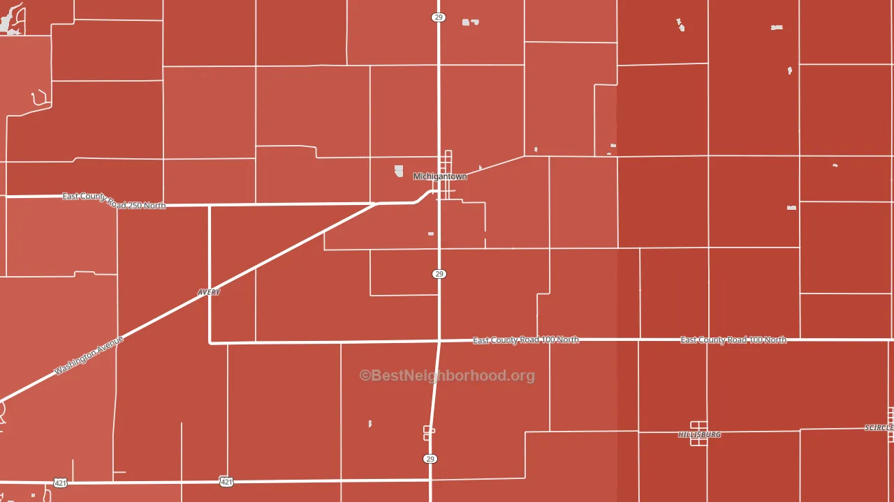 Michigantown, IN block-group political-lean map