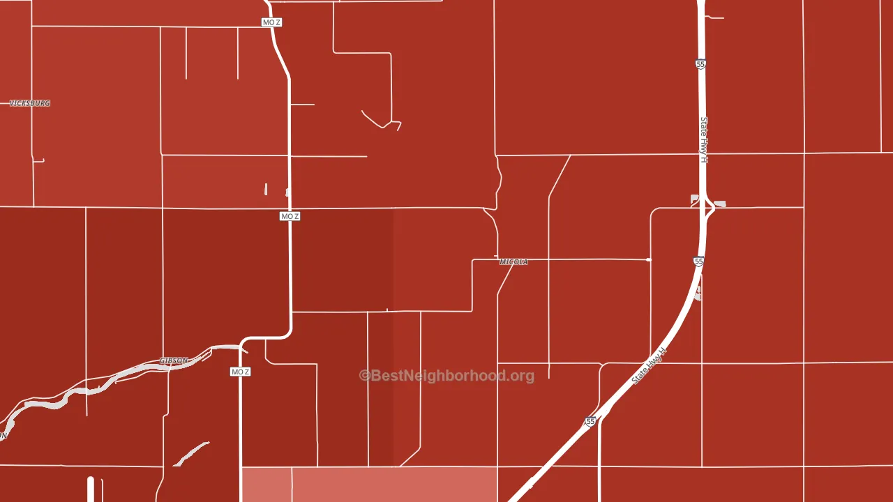 Micola, MO block-group political-lean map