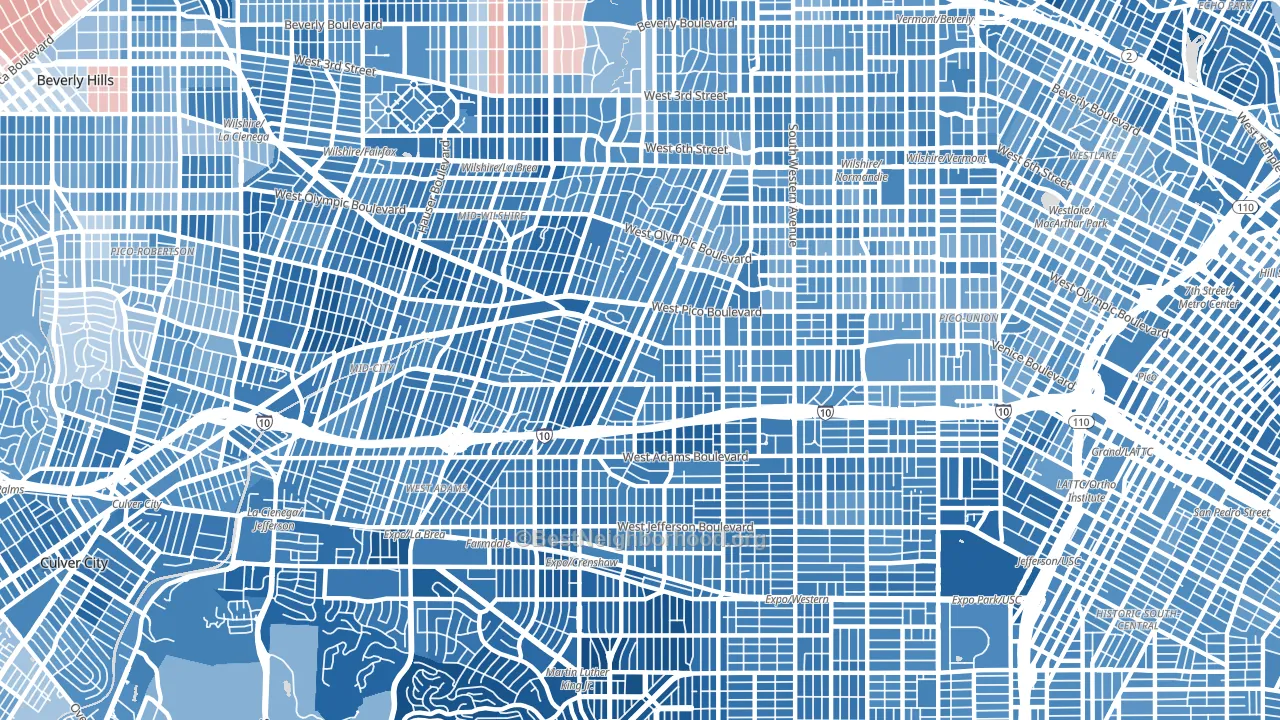 Mid City, Los Angeles, CA block-group political-lean map