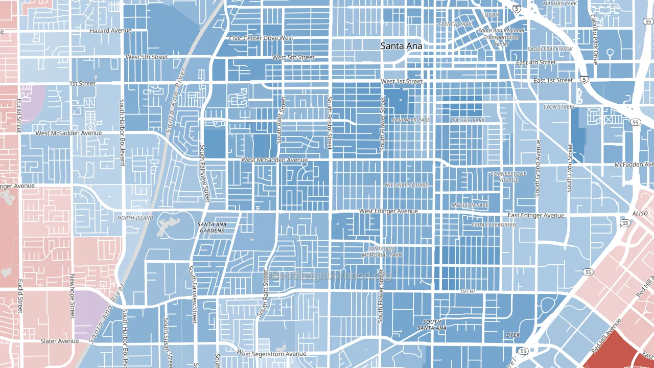 Mid City-Santa Ana, Santa Ana, CA block-group political-lean map