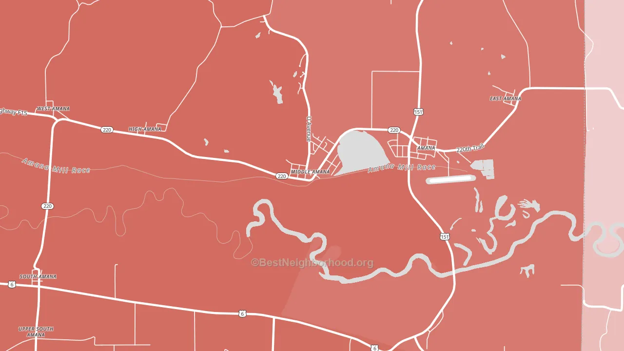 Middle Amana, IA block-group political-lean map