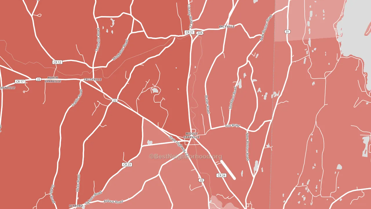 Middle Granville, NY block-group political-lean map