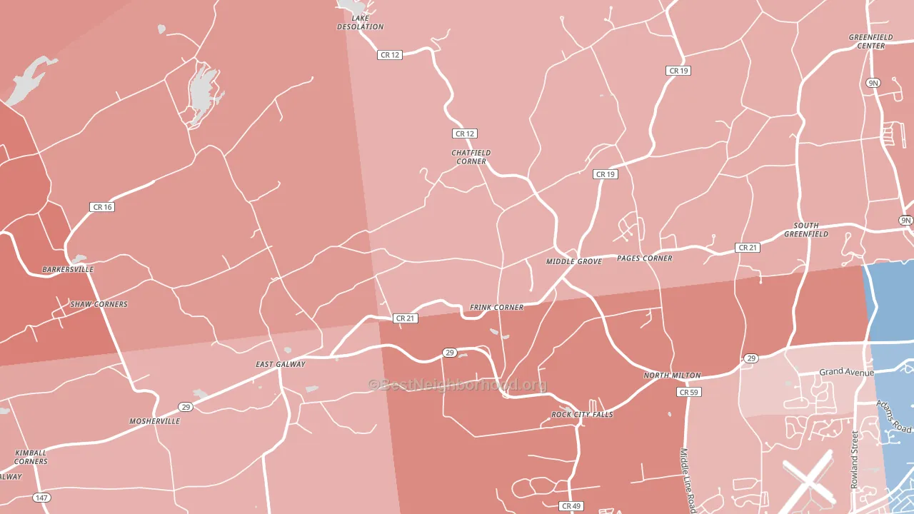 Middle Grove, NY block-group political-lean map