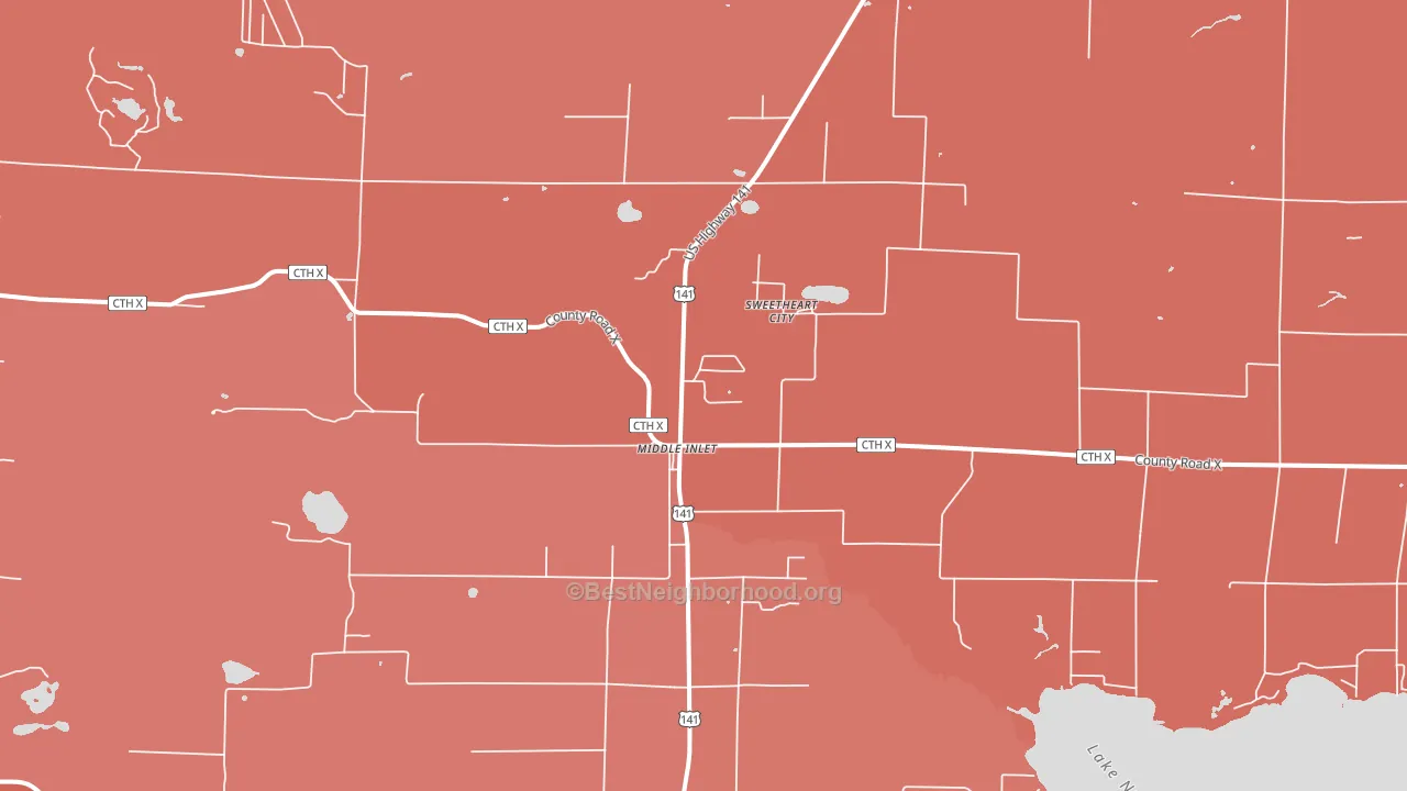 Middle Inlet, WI block-group political-lean map