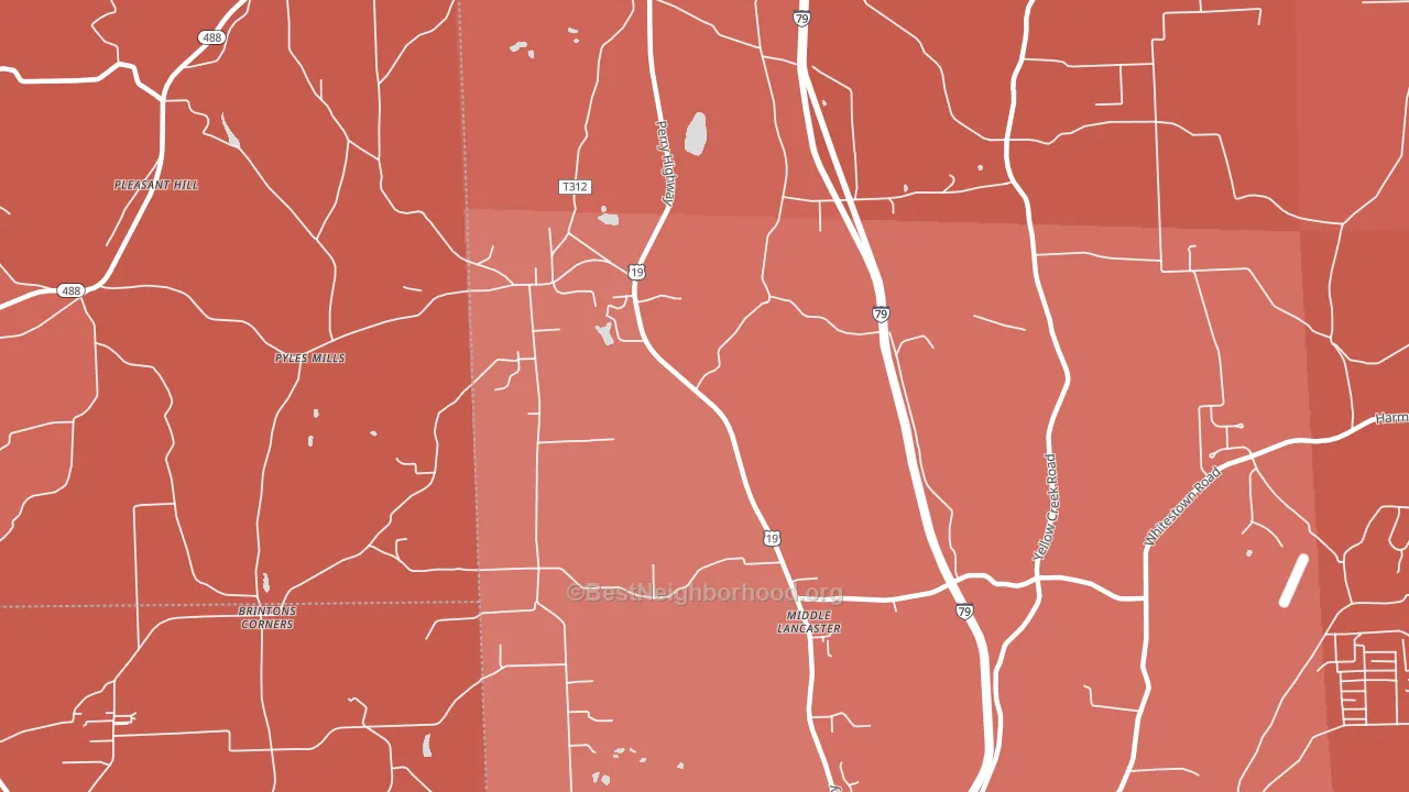 Middle Lancaster, PA block-group political-lean map