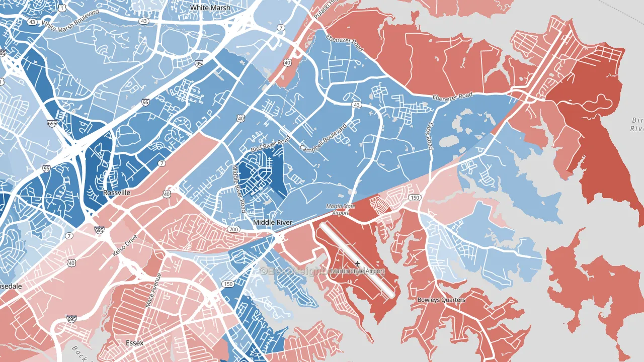 Middle River, MD block-group political-lean map