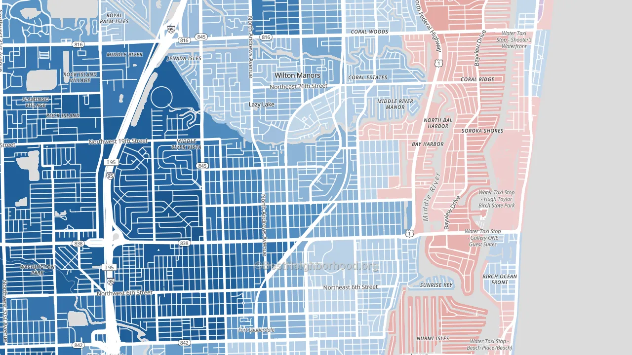 Middle River Terrace, Fort Lauderdale, FL block-group political-lean map