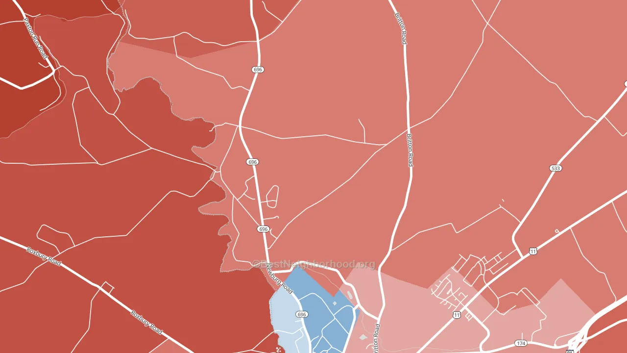 Middle Spring, PA block-group political-lean map