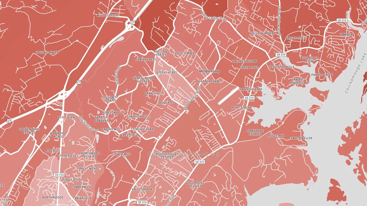 Middle Valley, TN block-group political-lean map