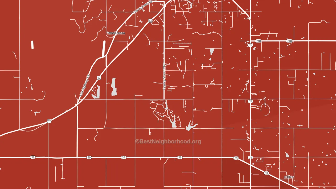Middleberg, OK block-group political-lean map