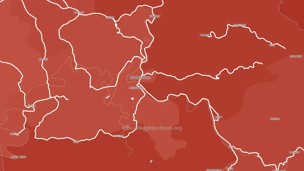 Middlebourne, WV block-group political-lean map