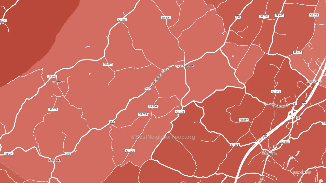 Middlebrook, VA block-group political-lean map