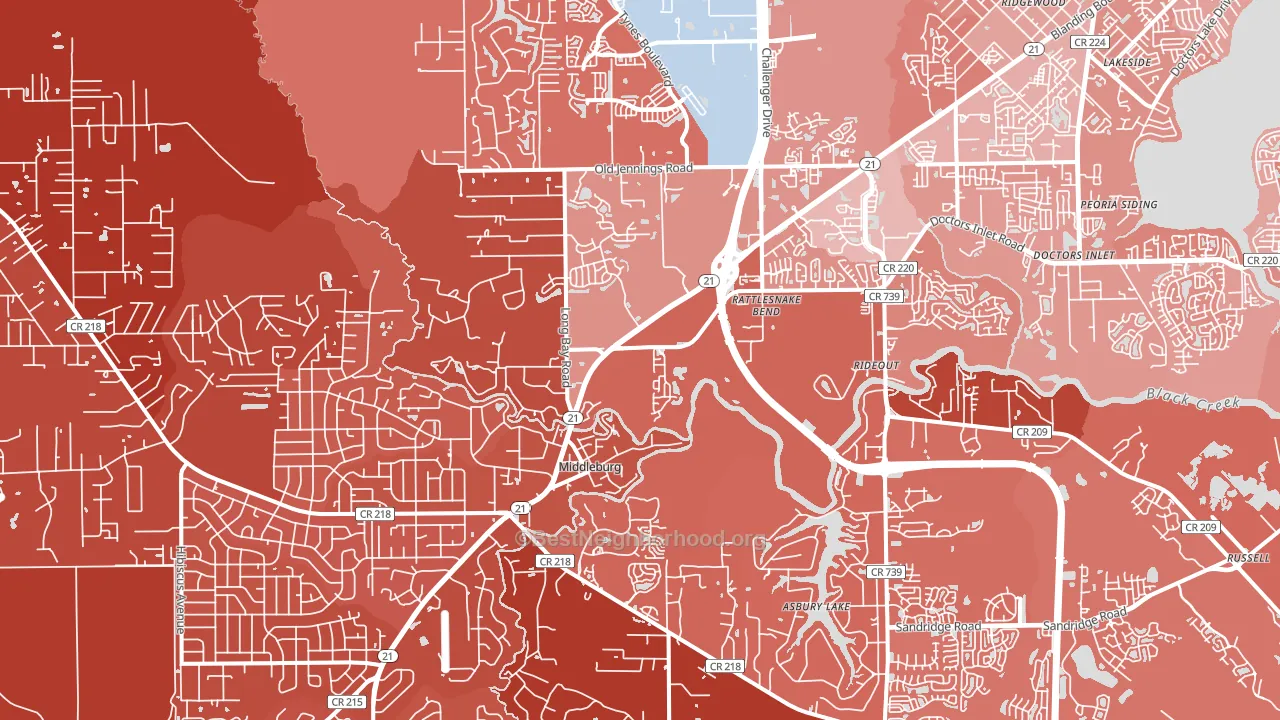 Middleburg, FL block-group political-lean map