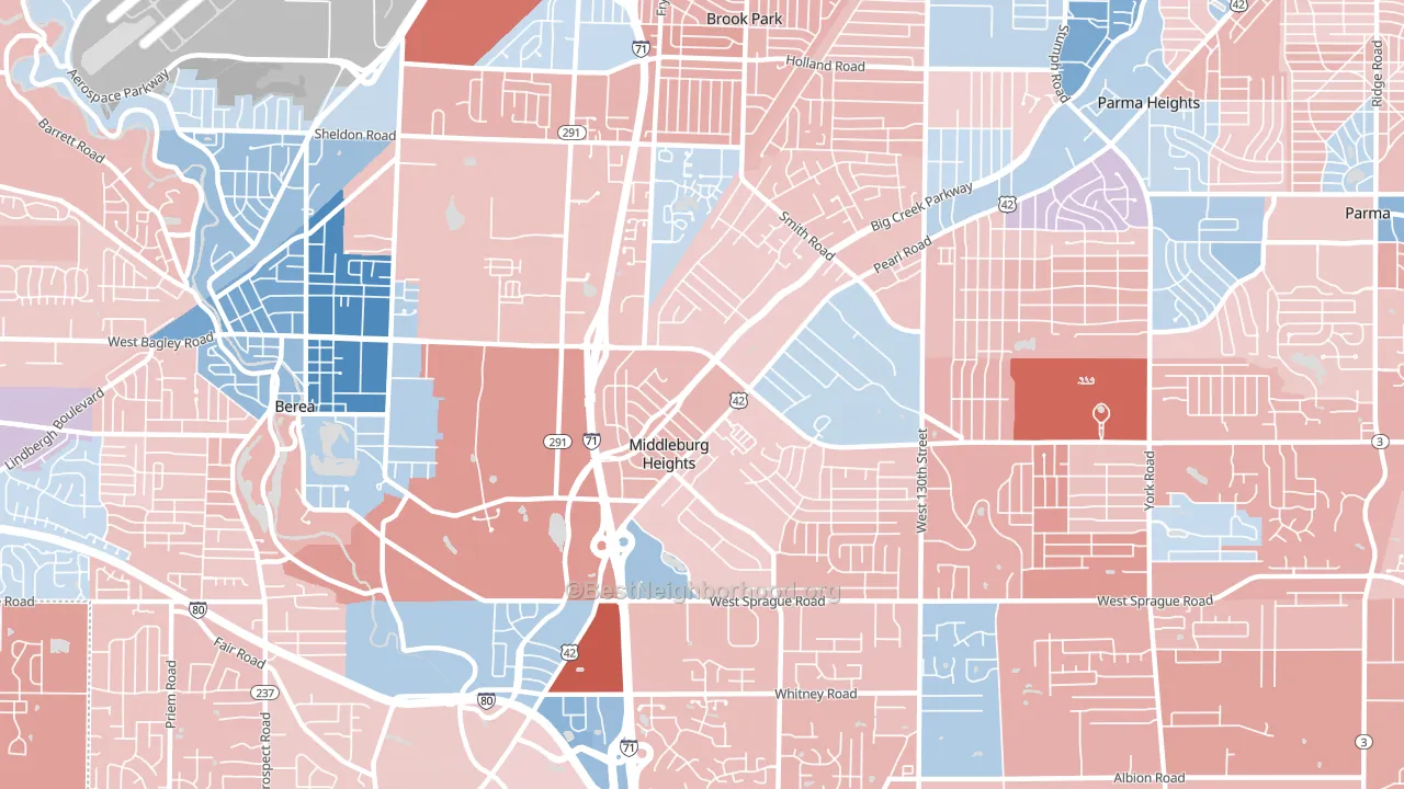 Middleburg Heights, OH block-group political-lean map