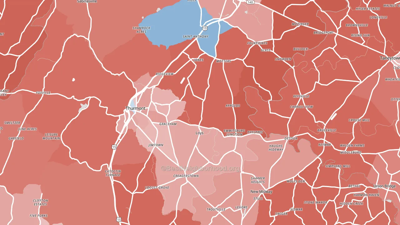 Middleburg, MD block-group political-lean map