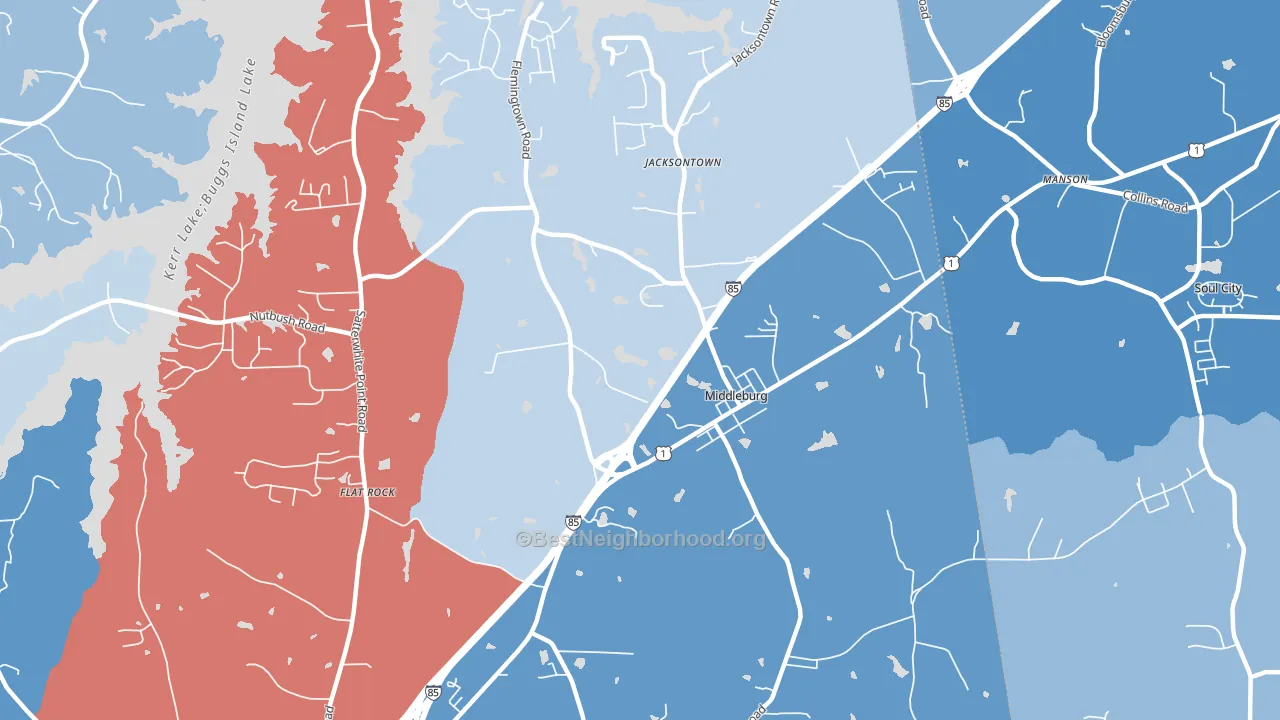 Middleburg, NC block-group political-lean map