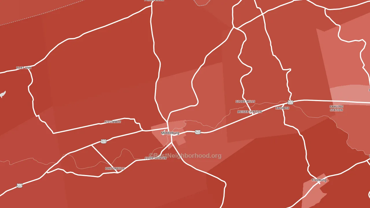 Middleburg, PA block-group political-lean map