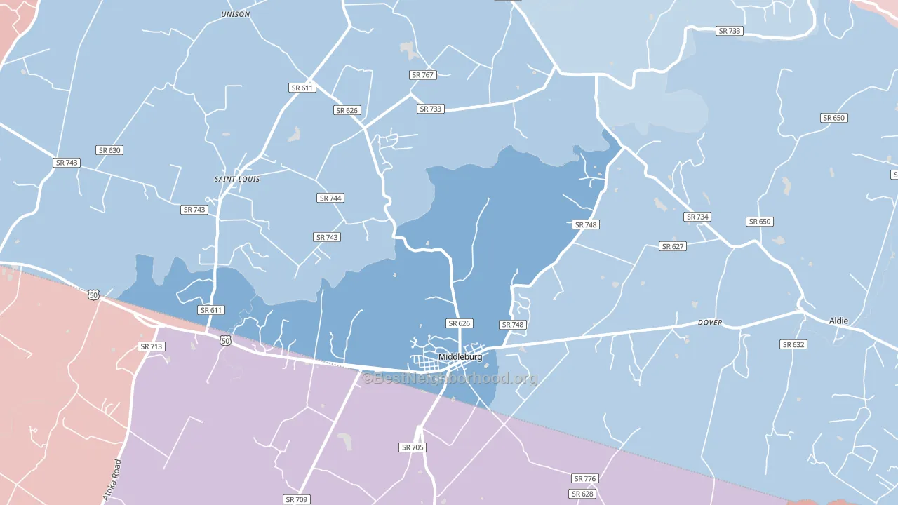 Middleburg, VA block-group political-lean map
