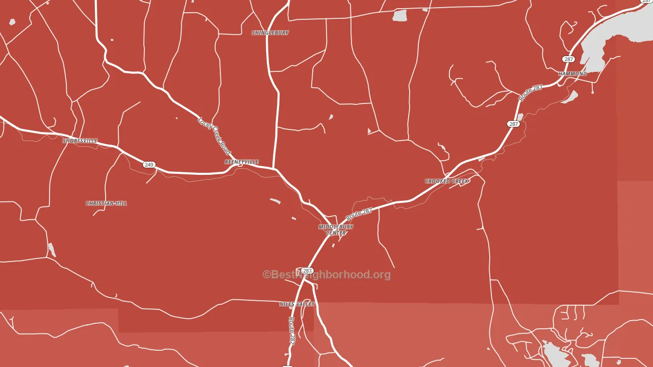 Middlebury Center, PA block-group political-lean map