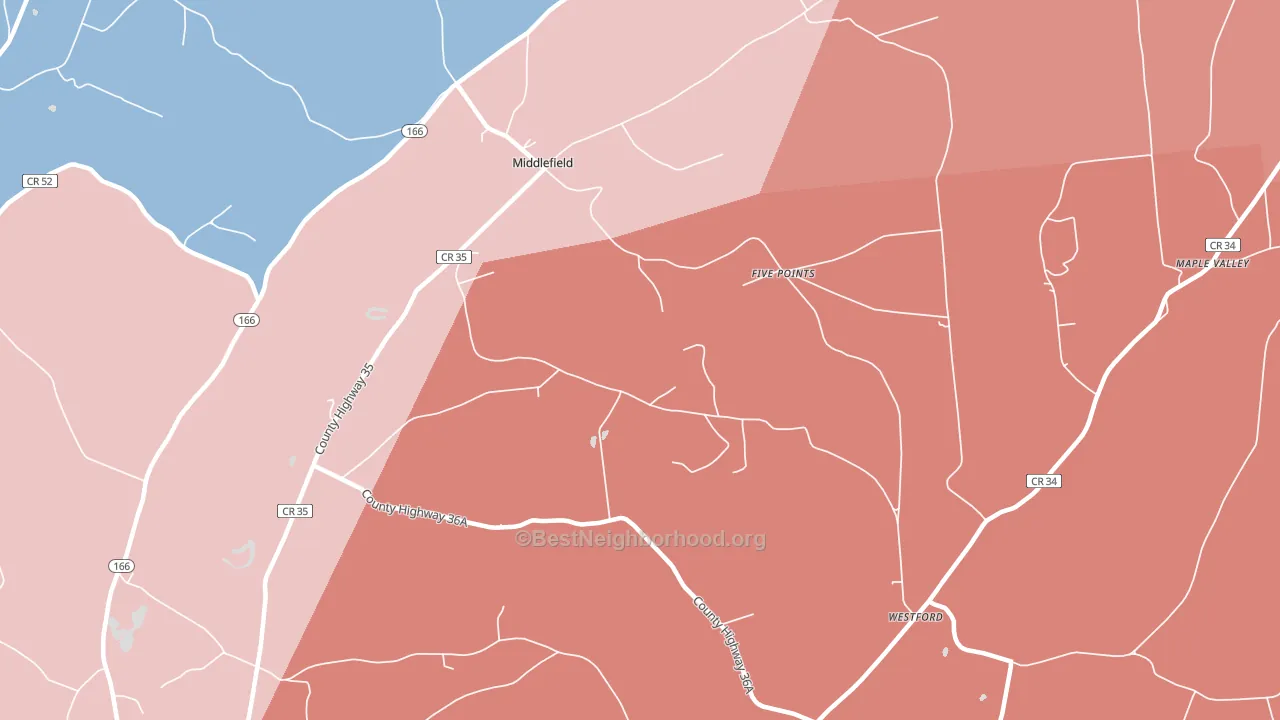 Middlefield, NY block-group political-lean map