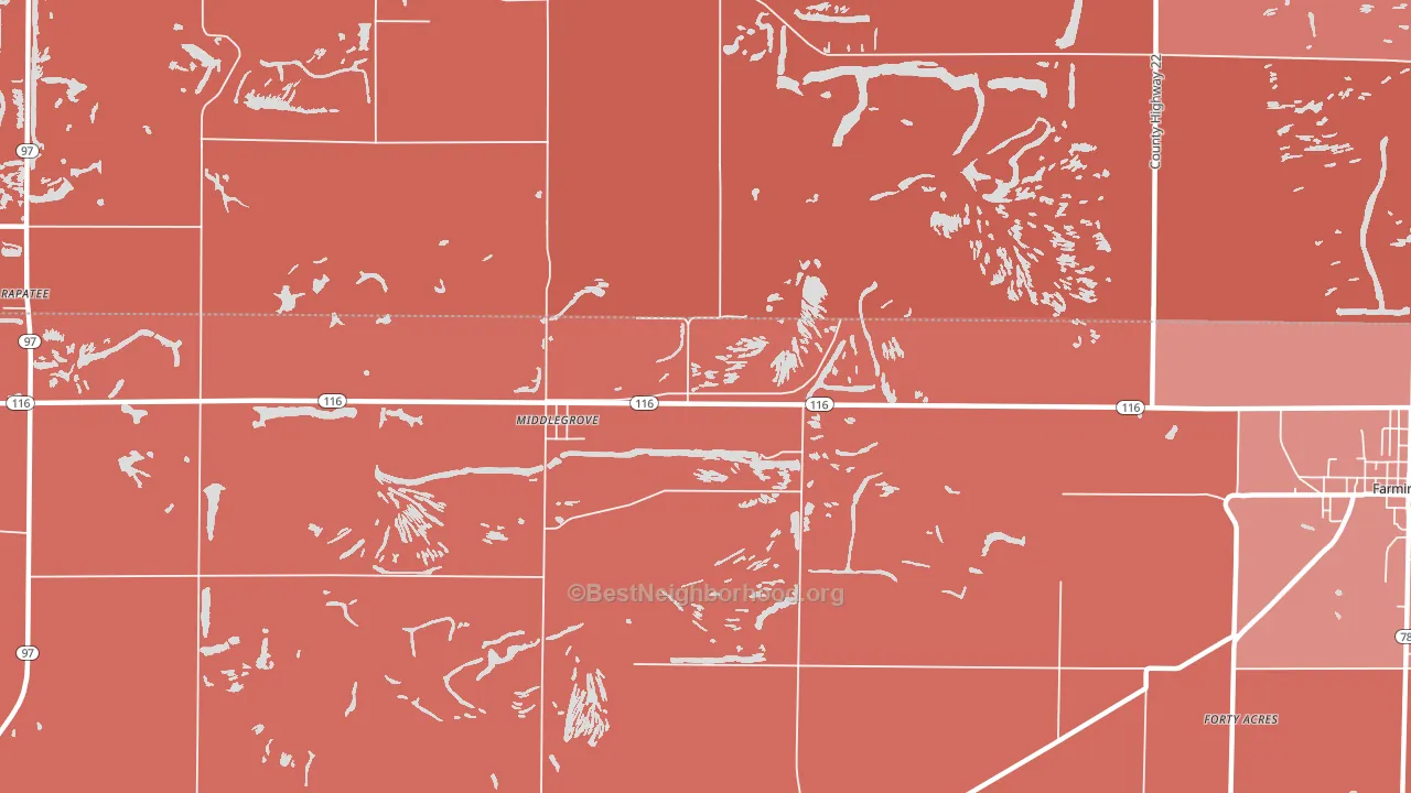 Middlegrove, IL block-group political-lean map