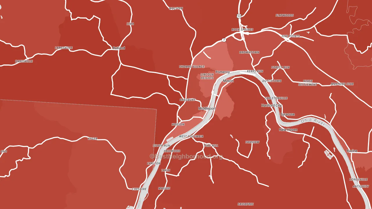 Middleport, OH block-group political-lean map