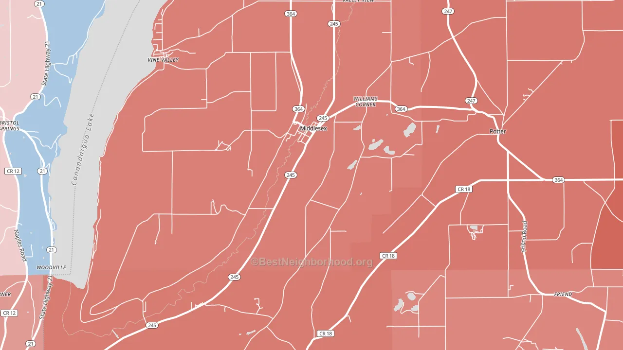 Middlesex, NY block-group political-lean map