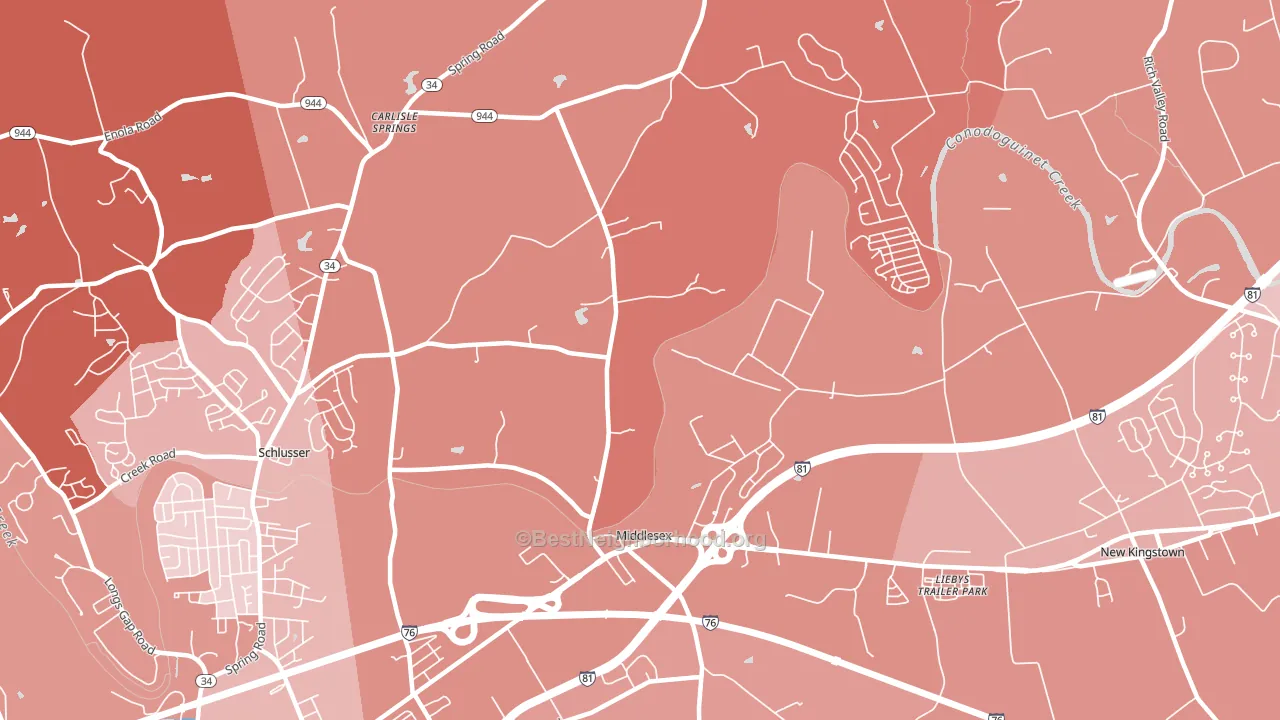 Middlesex, PA block-group political-lean map