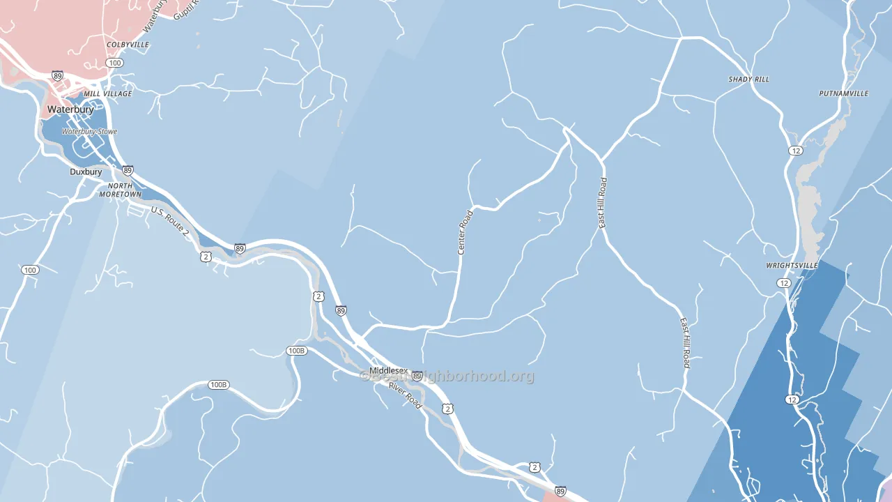 Middlesex, VT block-group political-lean map
