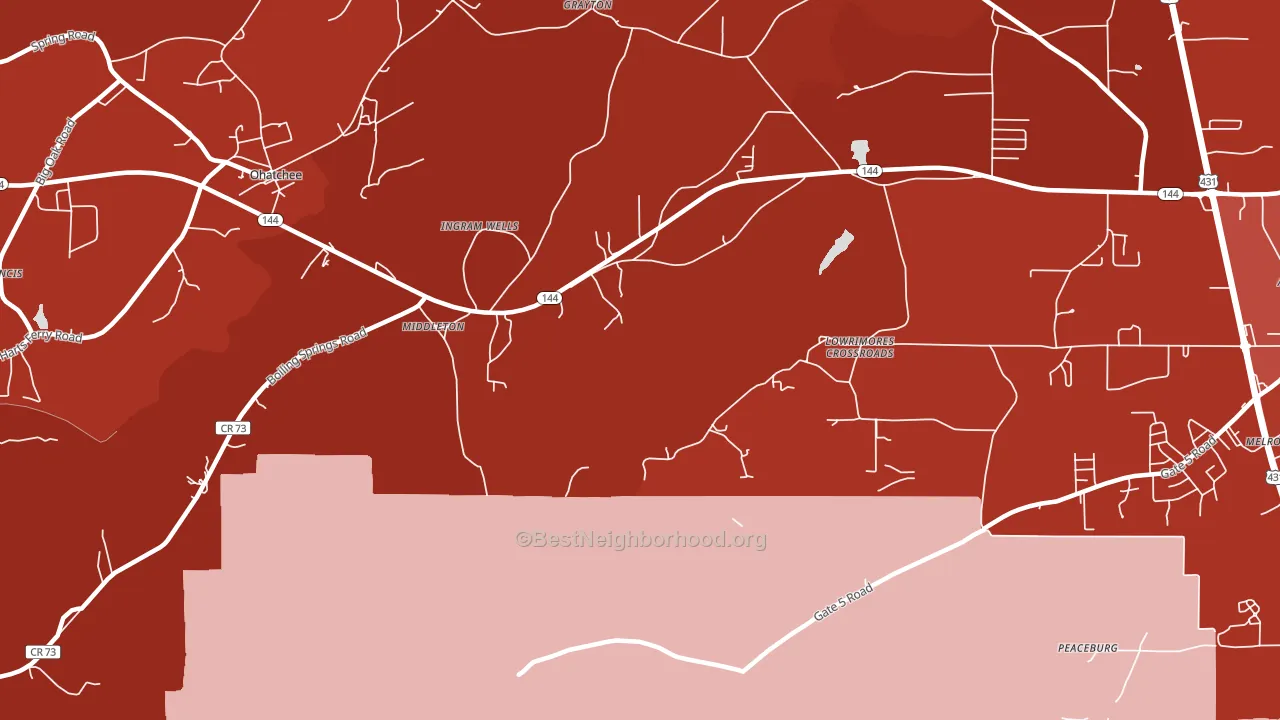 Middleton, AL block-group political-lean map