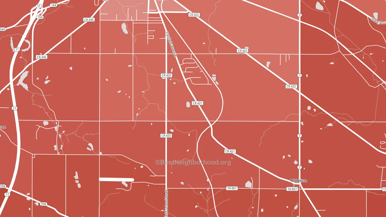 Middleton, OH block-group political-lean map