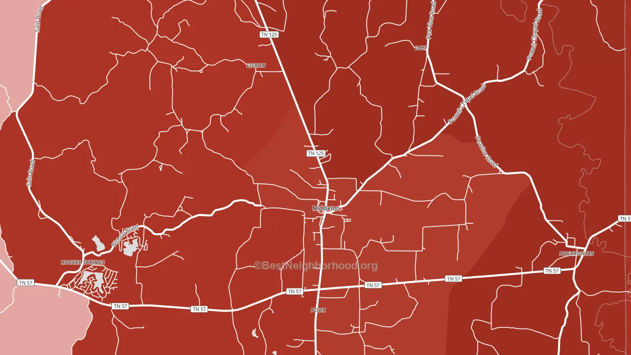 Middleton, TN block-group political-lean map