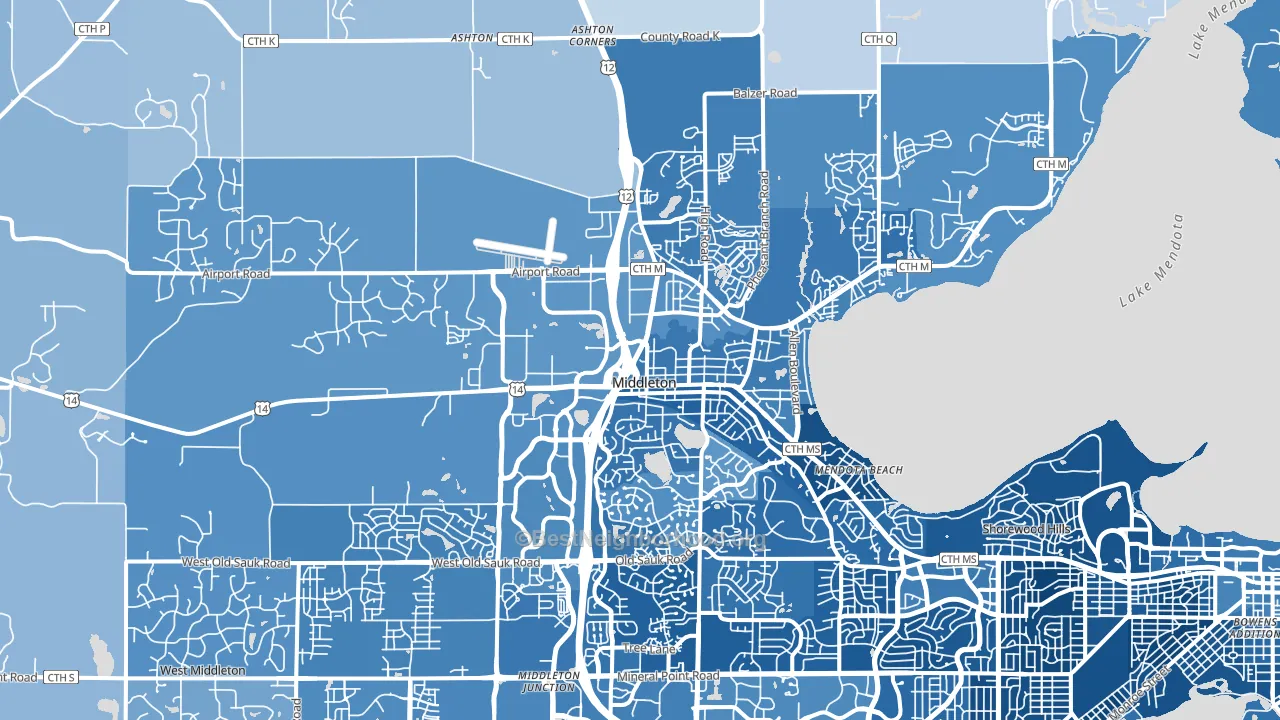 Middleton, WI block-group political-lean map