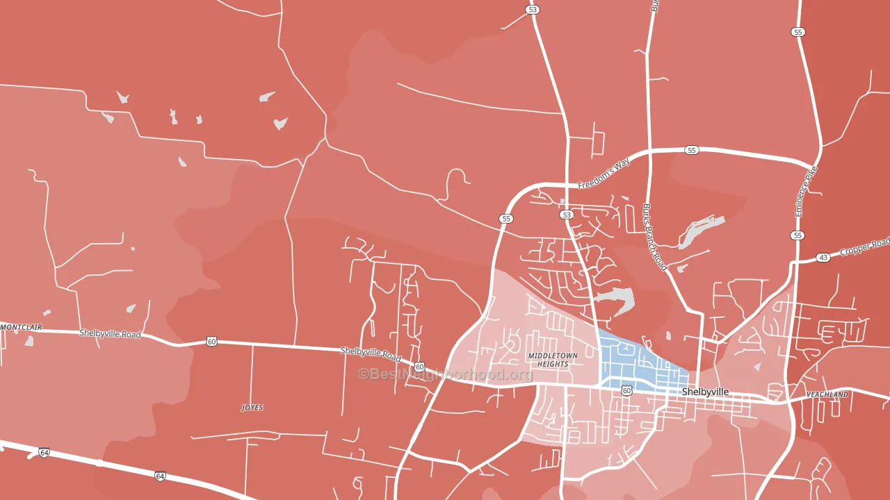 Middletown Heights, KY block-group political-lean map
