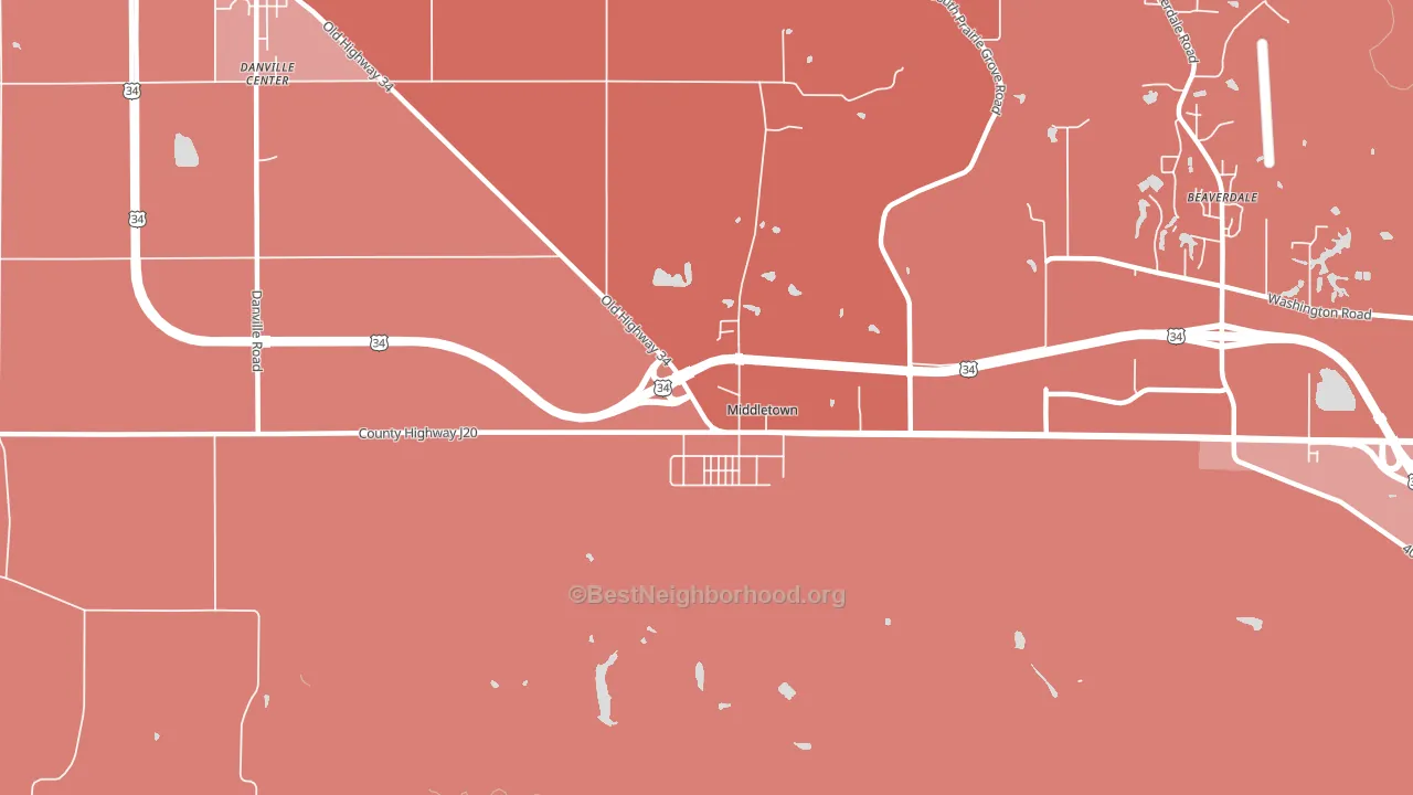 Middletown, IA block-group political-lean map