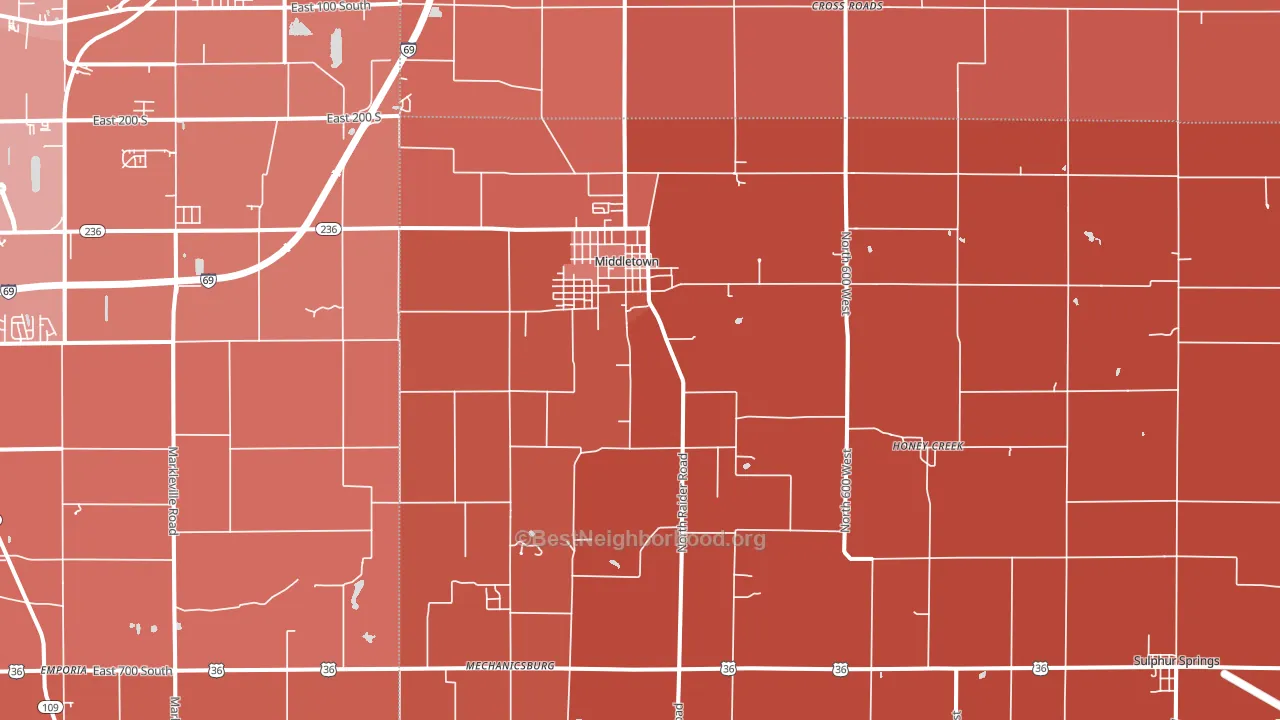 Middletown, IN block-group political-lean map