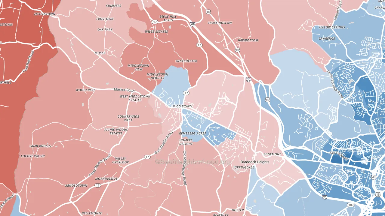 Middletown, MD block-group political-lean map