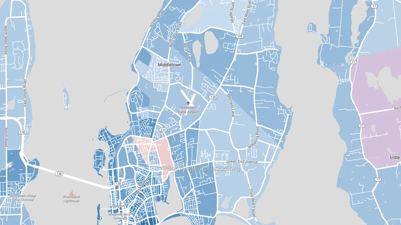 Middletown, RI block-group political-lean map