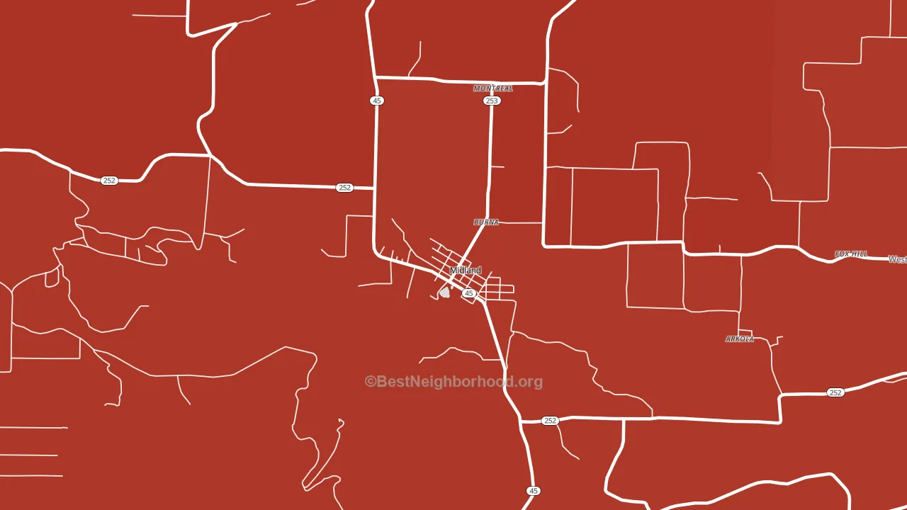 Midland, AR block-group political-lean map
