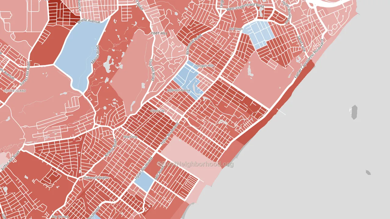 Midland Beach, Staten Island, NY block-group political-lean map