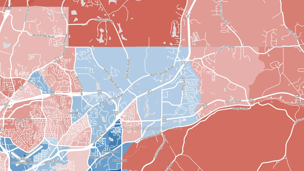Midland, GA block-group political-lean map