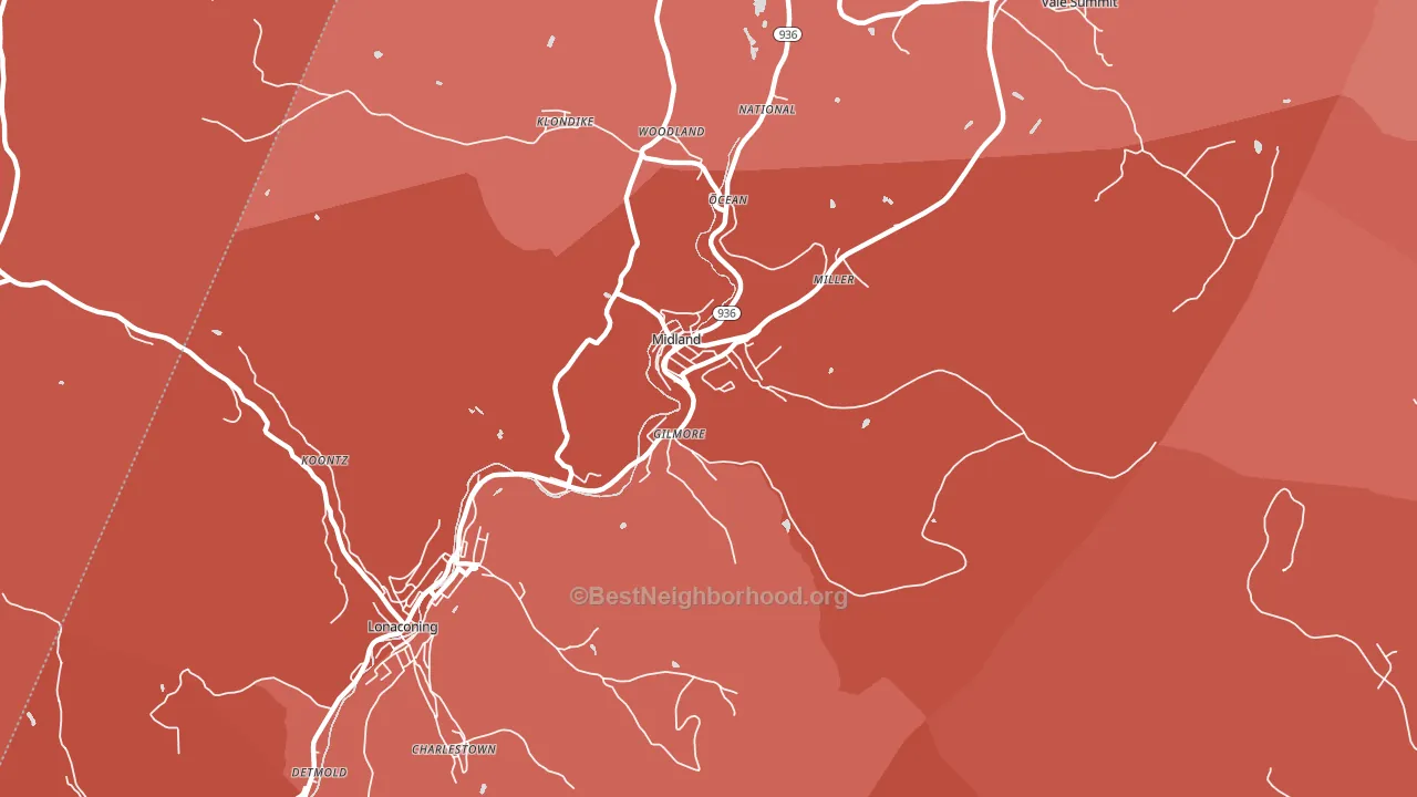 Midland, MD block-group political-lean map